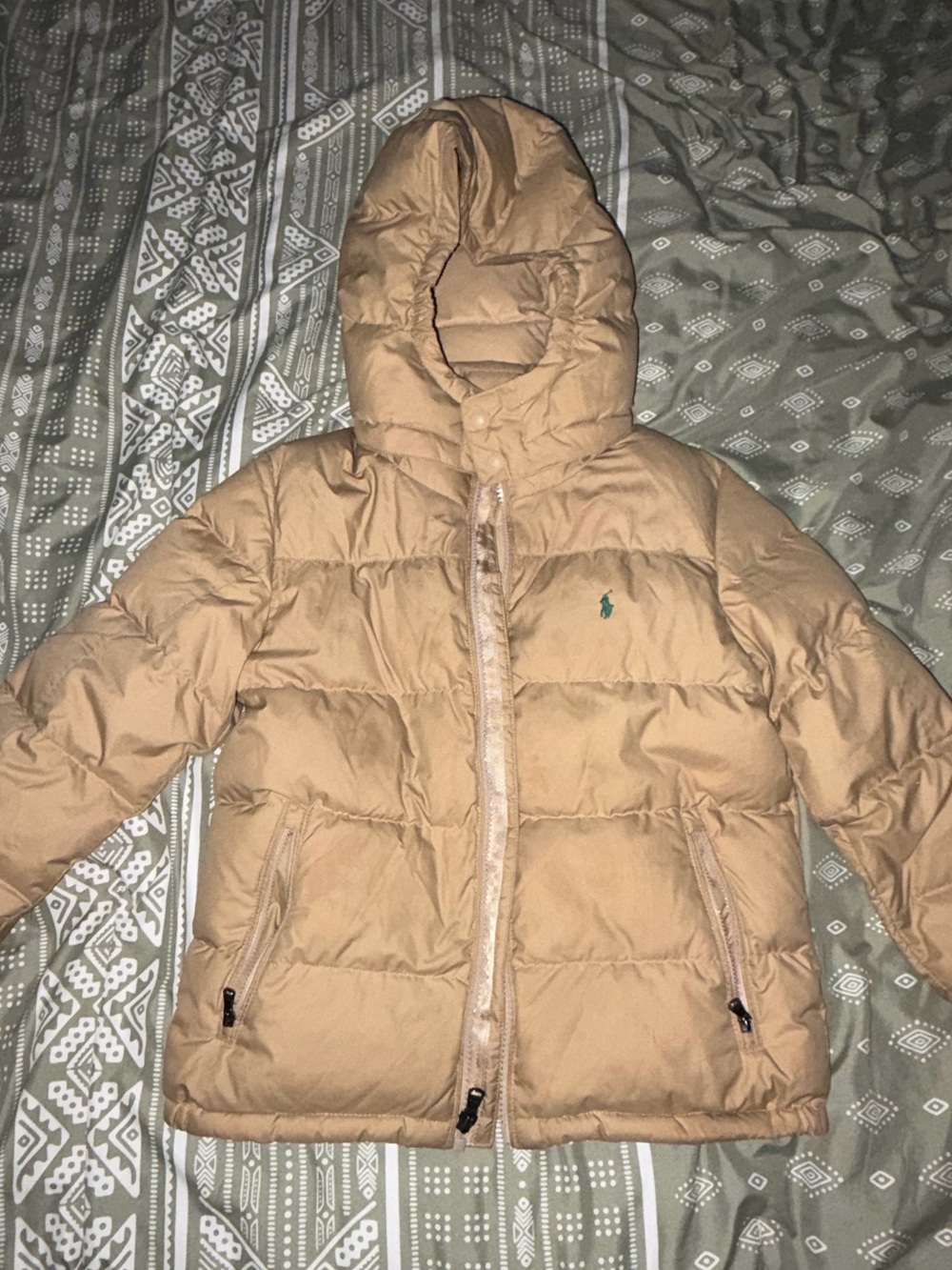 Polo by Ralph Lauren Kids Hooded Puffer Jacket in Tan